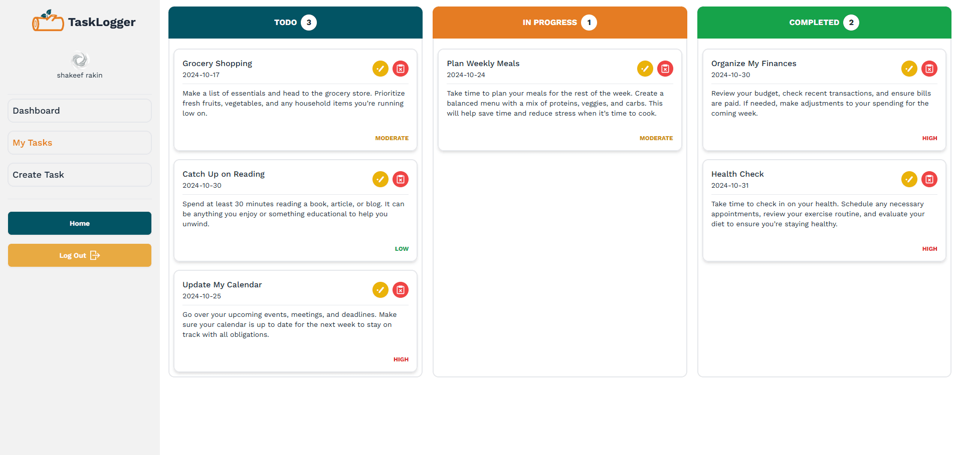 Task Logger UI